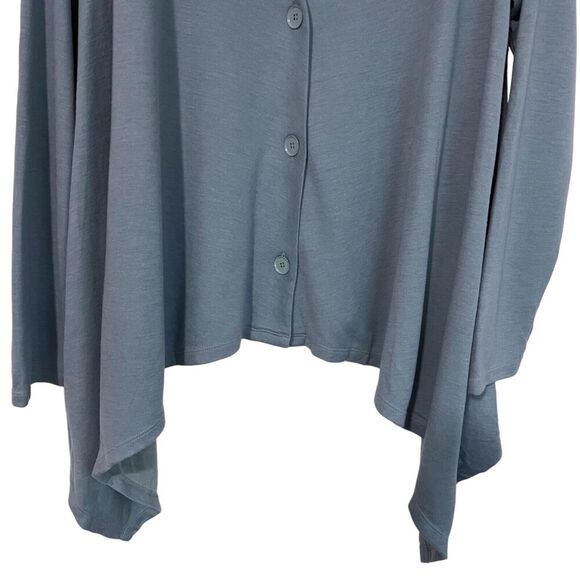 Talbots Cardigan Womens XL Blue Button Up Sharkbite Hem Comfy Cozy Relaxed NWT - Picture 3 of 7